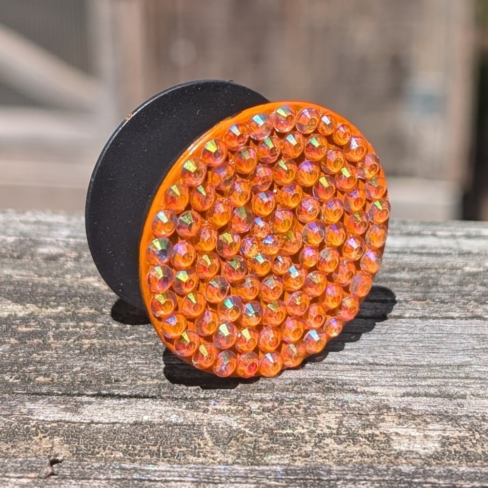 Orange Rhinestone Phone Grip